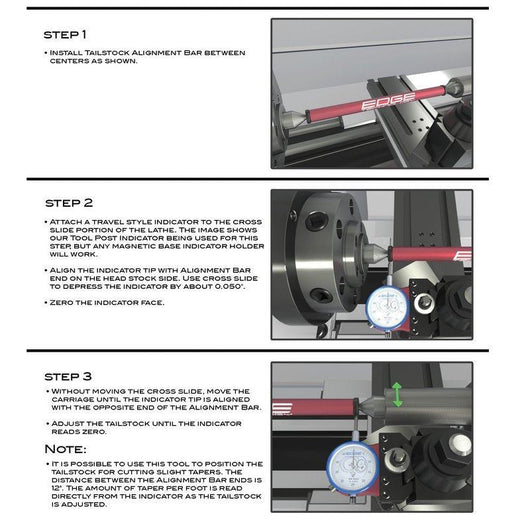 lathe tailstock to headstock alignment gauge bar from edge technology