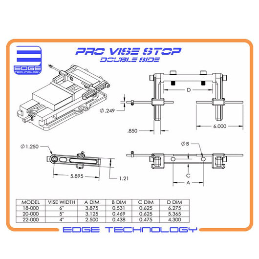 edge technology double pro stop 6 inch vice stop