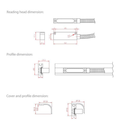 2 axis m dro lathe digital readout package including 350mm and 750mm cut to length magnetic encoders