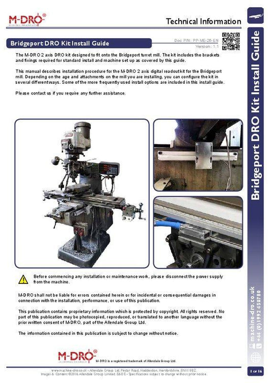 2 axis bridgeport 42 table mill digital readout dro kit magnetic encoders mill not included