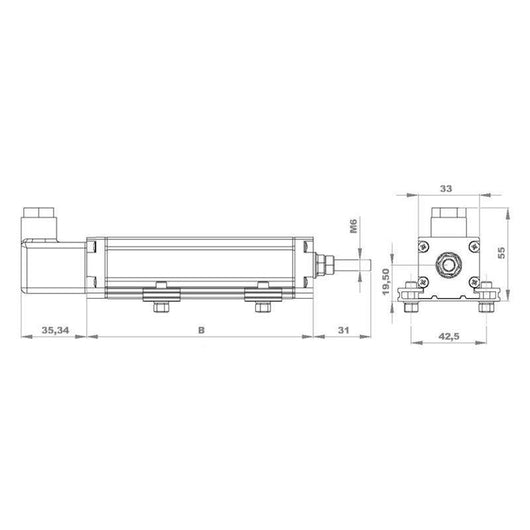 ltm series 50mm travel piston encoder body clamp fixing potentiometric output