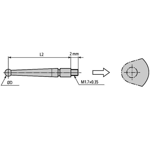 mitutoyo stylus for series 513 d 2mm 9 4mm length carbide 21cza036