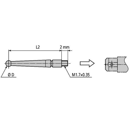 mitutoyo stylus for series 513 d 2mm 17 4mm length ruby 21cza201