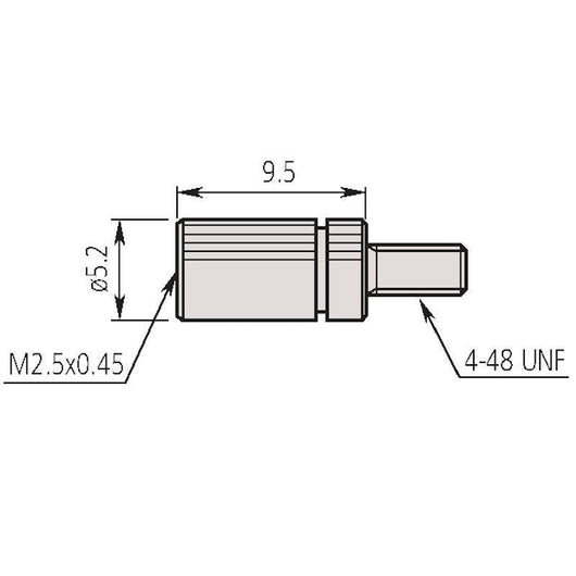 mitutoyo adapter indicator contact point 4 48 unf to m2 5x0 45 21aaa011