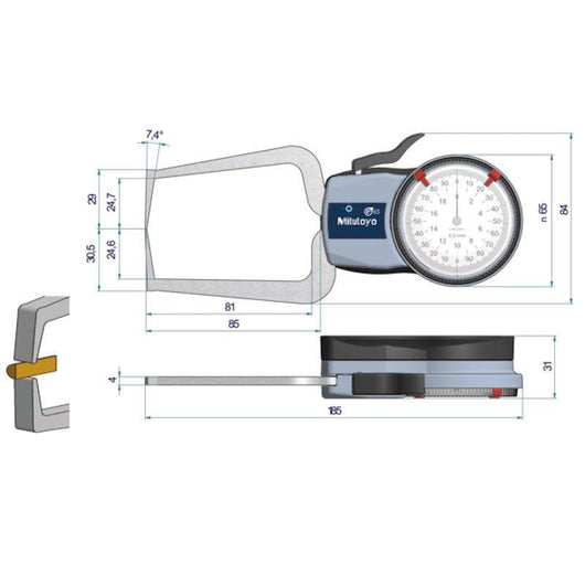 mitutoyo external dial caliper 0 20mm 0 01mm 209 405