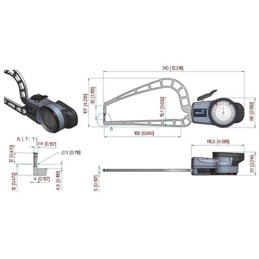 mitutoyo external dial caliper 0 2 0 001 209 917