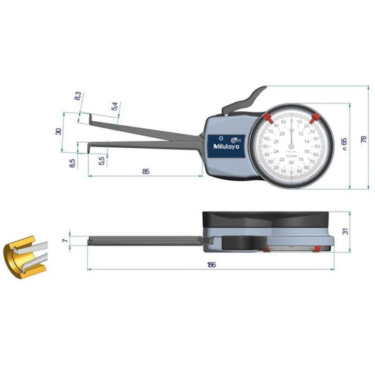 mitutoyo internal dial caliper gauge 10 30mm 0 01mm 209 302