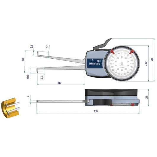 mitutoyo internal dial caliper gauge 20 40mm 0 01mm 209 303