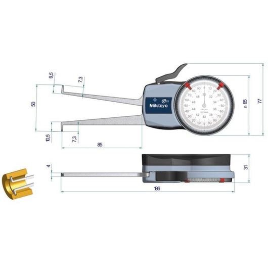 mitutoyo internal dial caliper gauge 30 50mm 0 01mm 209 304