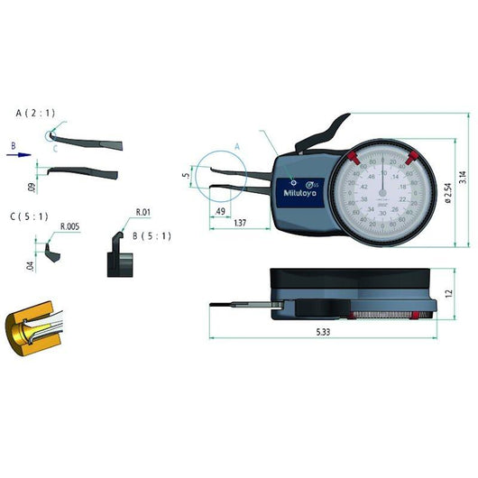 mitutoyo internal dial caliper 0 1 0 5 0 0002 209 350