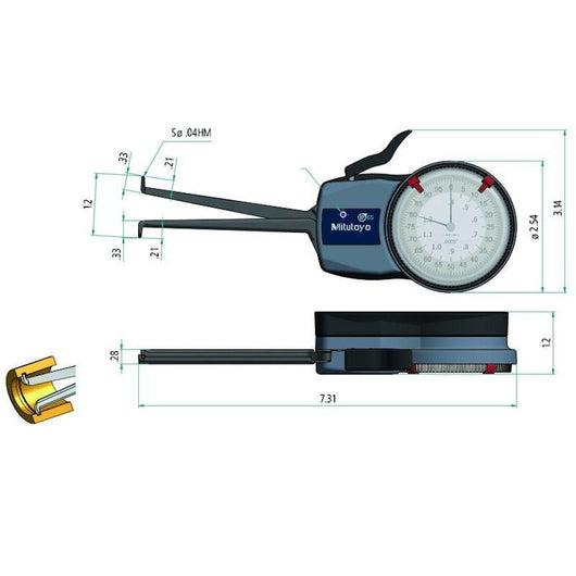 mitutoyo internal dial caliper 0 4 1 2 0 0005 209 352