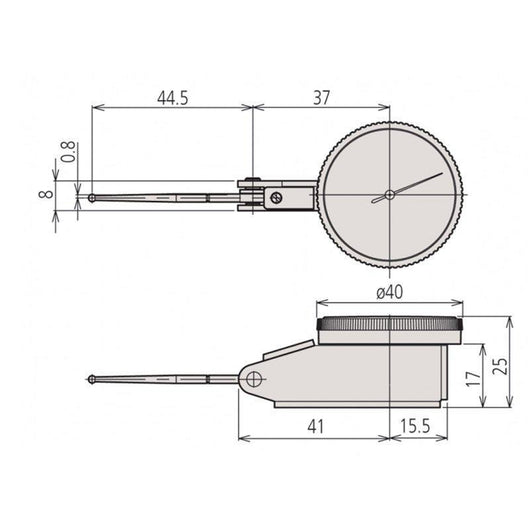 mitutoyo 1mm horizontal long stylus lever dial test indicator mit 513 415 10e