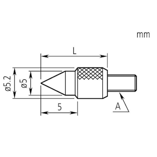 60 degree contact steel conical point 2 5x5mm thread for metric indicators 101120