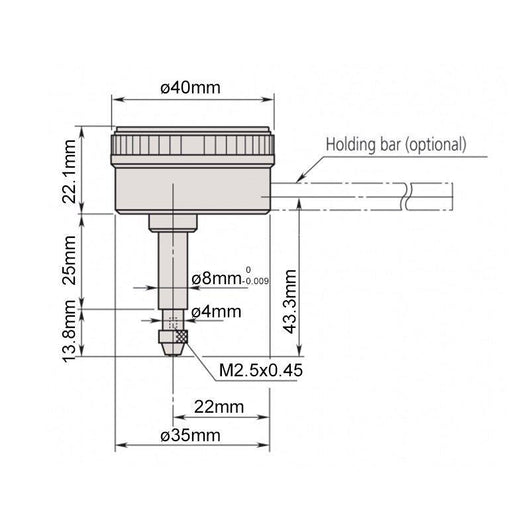 mitutoyo 5mm back plunger dial indicator