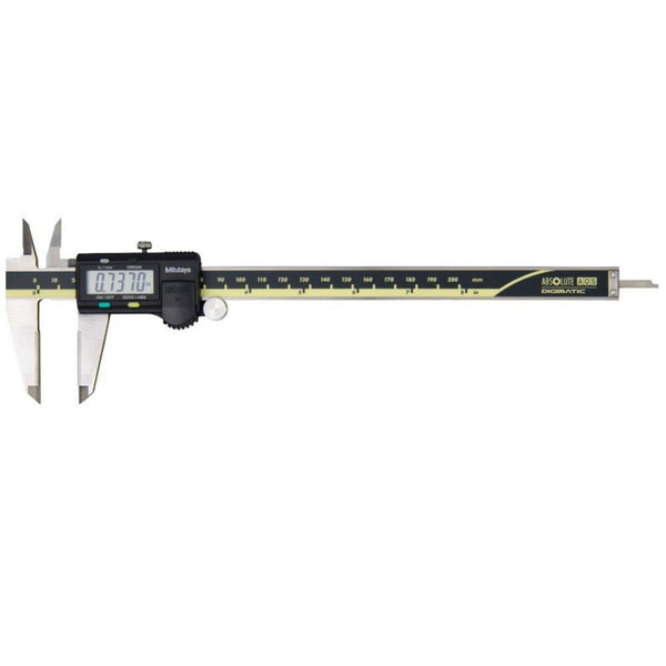 Mitutoyo Digital ABS AOS Caliper OD Carb. Jaws In/Met. 0-8" Blade Thumb R. w/o Output 500-163-30