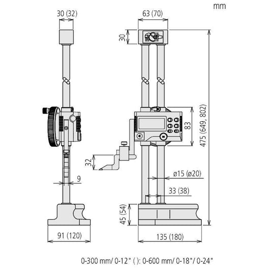 mitutoyo digital height gauge double column 0 40 1000mm inch metric 192 633 10