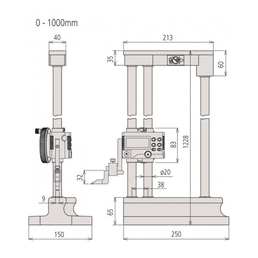 mitutoyo mit 192 633 10 digital scribing height gauge series 192 1000mm 40 inch