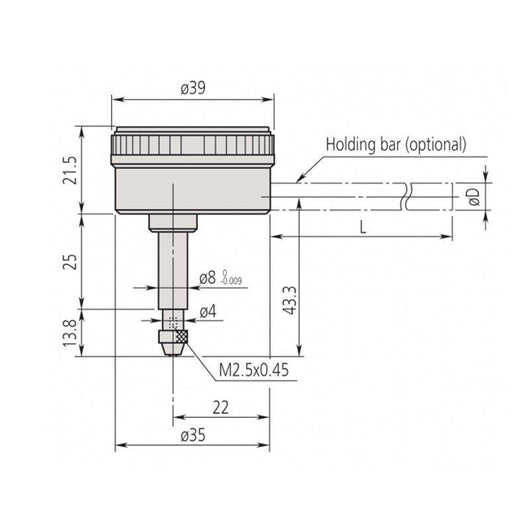 mitutoyo back plunger dial indicator 5mm