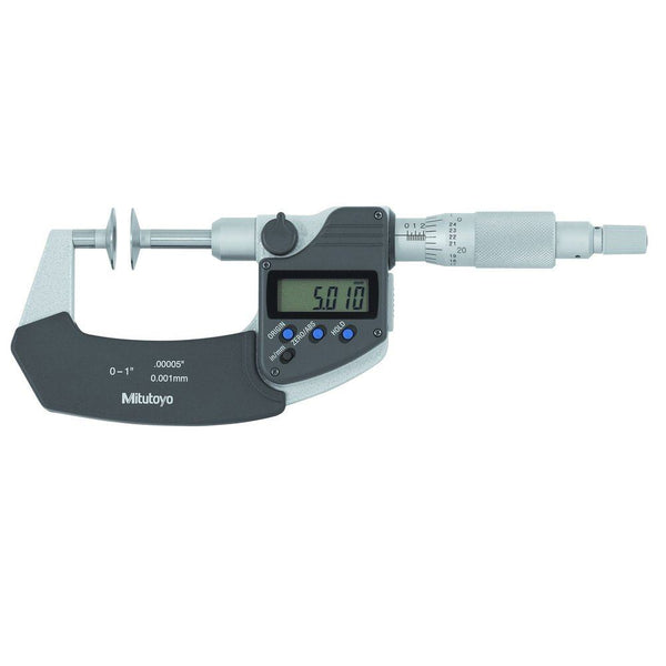 mitutoyo digital disc micrometer ip65 inch metric 2 3 non rotating spindle disk 20mm 369 352 30