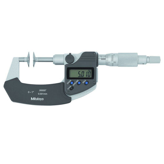 mitutoyo digital disc micrometer ip65 inch metric 3 4 non rotating spindle disk 20mm 369 353 30