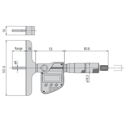 0 150mm 0 6 mitutoyo 329 350 30 digimatic interchangeable rod depth gauge spc data output