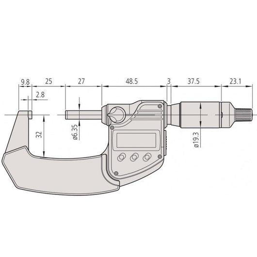 25 50mm 1 2 quantumike micrometer spc data output coolant proof ip65 ratchet thimble