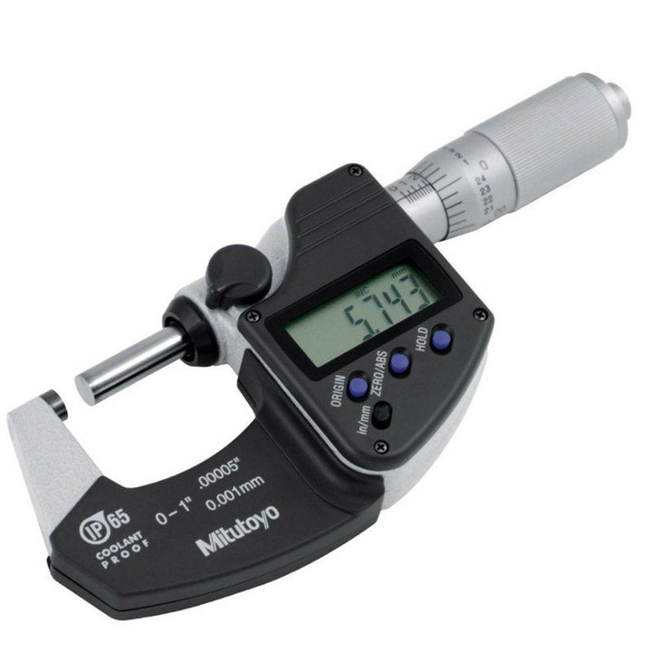 0-25mm (0-1") Digital Micrometer Coolant Proof IP65 - Ratchet Thimble