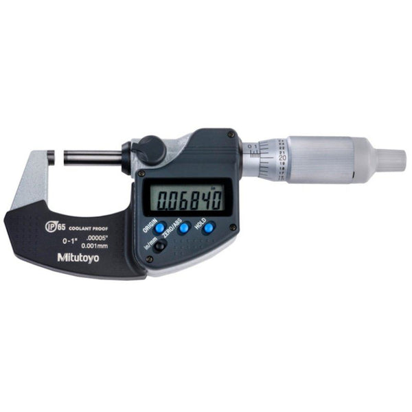 mitutoyo digital micrometer ip65 0 25mm 0 1 digimatic 293 344 30 coolant proof