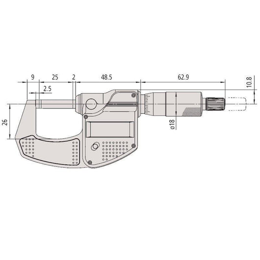 mitutoyo digital micrometer 0 25mm w o data output 293 821 30