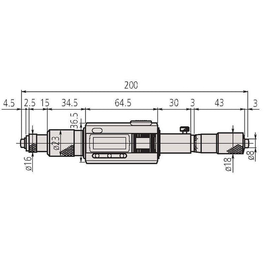 mitutoyo digital tubular inside micrometer pipe inch metric 8 80 ip65 incl 8 rods 339 304