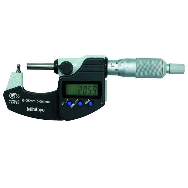 Mitutoyo Digital Tube Micrometer IP65 Inch/Metric Spherical Anvil Flat Spindle 0-1" 395-362-30