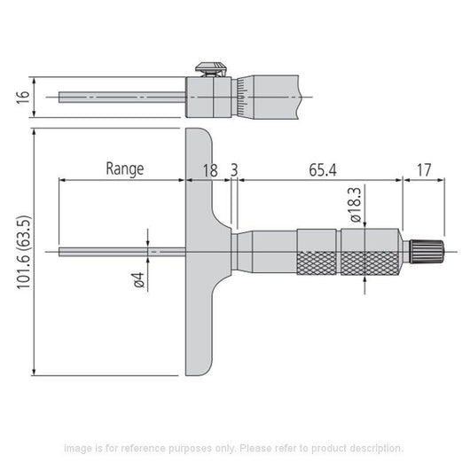 0 3 mitutoyo 129 126 interchangeable rod depth micrometer gauge 2 5 inch base