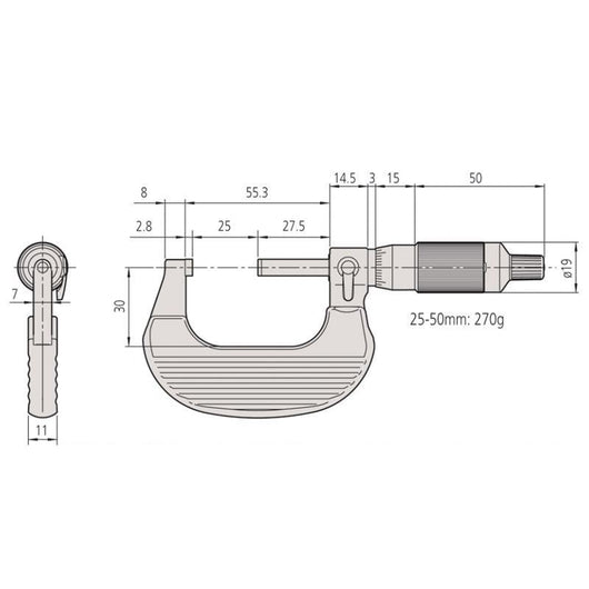 mitutoyo 25 50mm constant force micrometer 0 001mm graduation 102 708