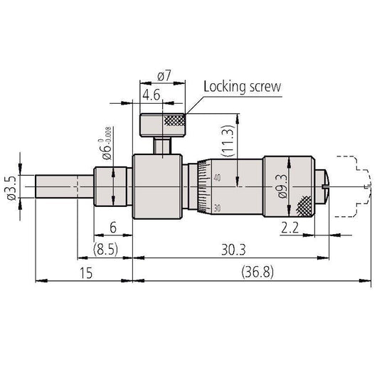 mitutoyo micrometer head locking screw type 0 6 5mm 148 220