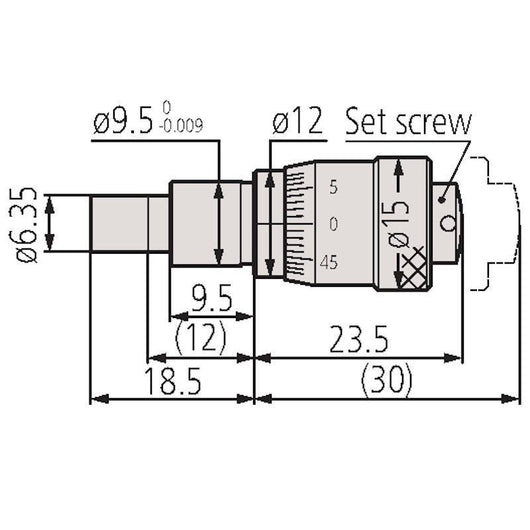 mitutoyo micrometer head large thimble type thimble d 20mm 0 6 5mm 148 303