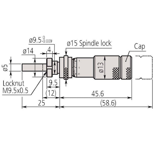 mitutoyo micrometer head zero adjustable thimble 0 0 5 inch clamp nut spindle lock 148 502