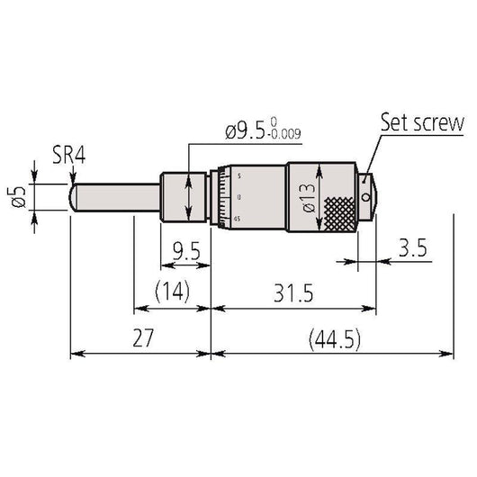 mitutoyo micrometer head small standard type 0 13mm spherical spindle 148 801