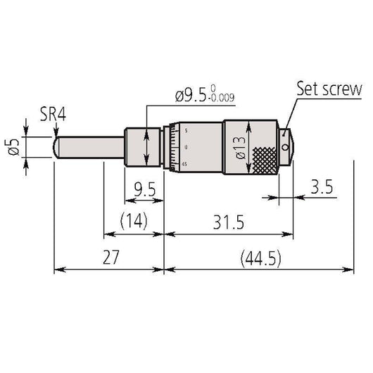 mitutoyo micrometer head small standard type 0 0 5 inch spherical spindle 148 811