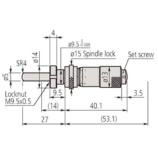 mitutoyo micrometer head small standard type 0 0 5 inch clamp nut 148 814