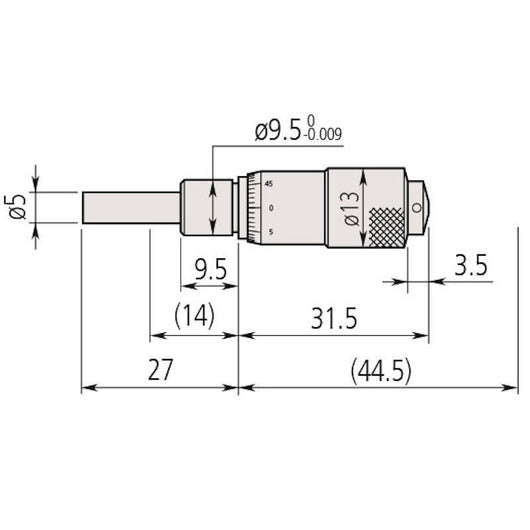 mitutoyo micrometer head small standard type 0 13mm reverse reading 148 821