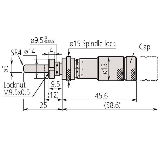 mitutoyo micrometer head zero adjustable 0 0 5 inch clamp nut 148 852