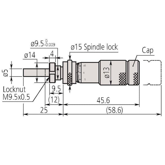 mitutoyo micrometer head adjustable 0 13mm clamp nut 148 864