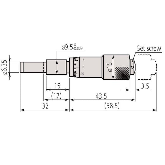 mitutoyo 149 132 series 149 carbide tipped micrometer head 0 15mm