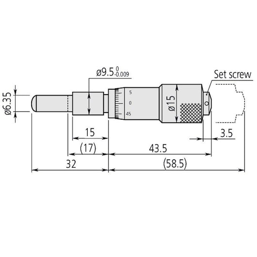 mitutoyo 149 801 series 149 carbide tipped micrometer head 0 15mm