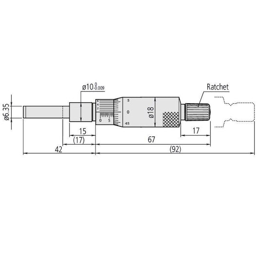 mitutoyo micrometer head 150 190 medium sized standard 0 25mm