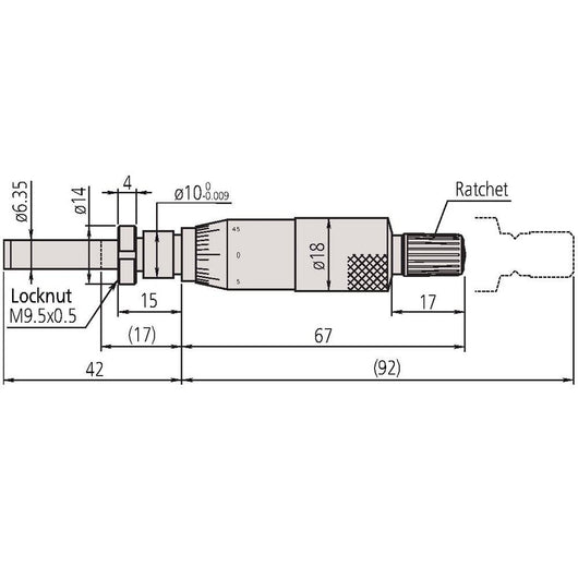mitutoyo micrometer head 150 832 medium sized standard 0 1 clamp nut reverse reading