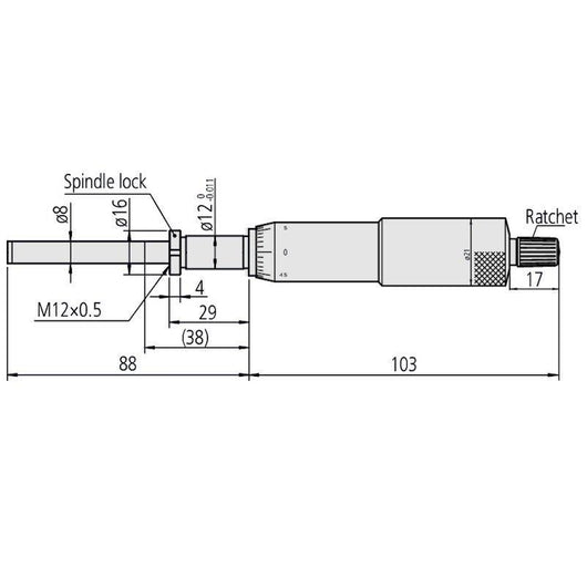 mitutoyo micrometer head heavy duty 8mm spindle 0 50mm clamp nut 151 255