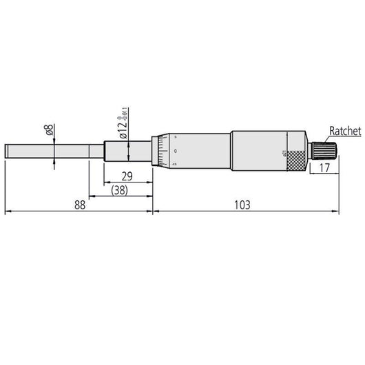 mitutoyo micrometer head heavy duty 8mm spindle 0 50mm 151 256