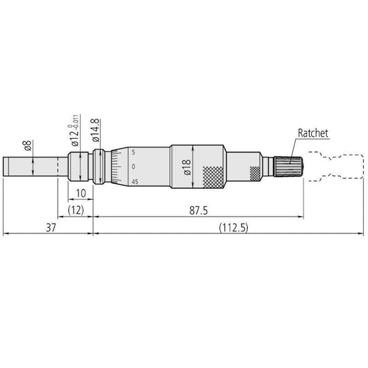 mitutoyo micrometer head non rotating spindle 0 25mm ratched stop 0 01mm 153 201