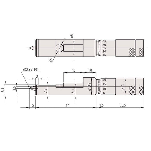 mitutoyo can seam micrometer 0 13mm 147 103